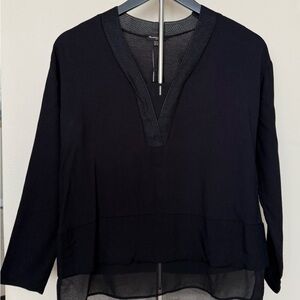 Massimo Dutti Black V-Neck Blouse